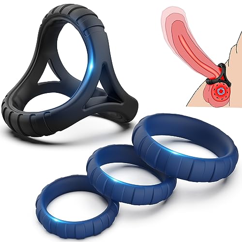 Hisecret ペニスリング コックリング ４点セット リング シリコン製 3種類の内径 高弾力 男性用 ペニス責め アダルトグッズ 大人のおもちゃ