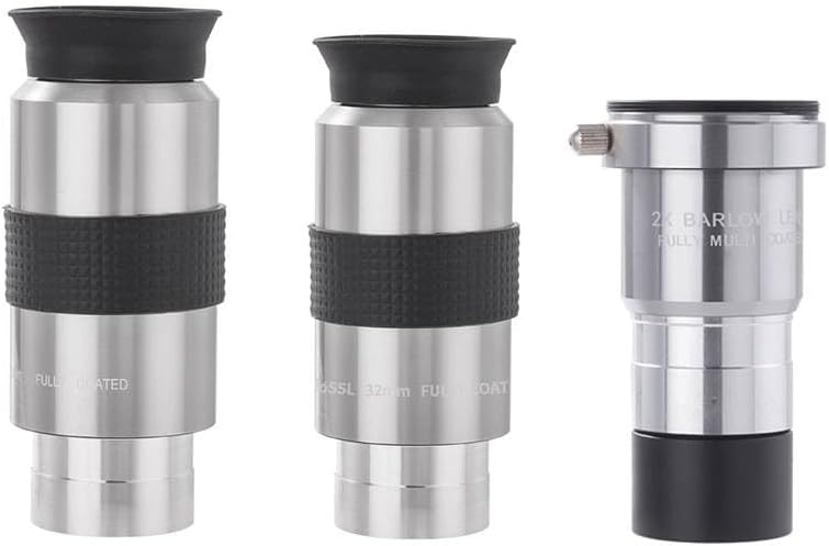 1.25inch 32mm 40mm Plossl Eyepiece and 2X Barlow Lens Metal Telescope Eyepiece Set Telescope Accessory for Astronomical (3Pcs)
