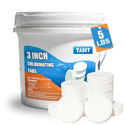 TABIT 3' Chlorine Tabs, 3 Inch Chlorinating Tablets 5 lbs for Swimming Pool, Spa and Hot Tub, Slow Dissolving