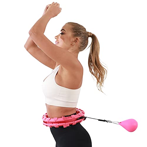 VETUPIC Smart Weighted Hoola Exercise Hoops for Adults Weight Loss (24 Detachable Knots, 3 lb), 2 in 1 Abdomen Fitness Massage, Great for Adults Men and Women