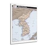 HISTORIX 2011 Korean Peninsula Map Poster - 18x24 Inch Map of Korea Poster - Map of Korean Peninsula Wall Art - Large Korea Wall Art Print