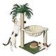 Fantasreen Katze Kratzbaum 70cm Kleiner Kratzbaum Turm mit Hängematte, Katzenspielzeug aus Holz interaktive Wohnung für Kätzchen und Erwachsene Katze