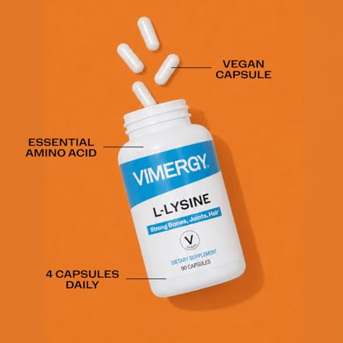 Image of Vimergy L-Lysine - Promotes Healthy Skin, Hair & Nails* - Supports Healthy Metabolism* - Vegan, Non-GMO & Gluten-Free - 90 Capsules (Pack of 2)