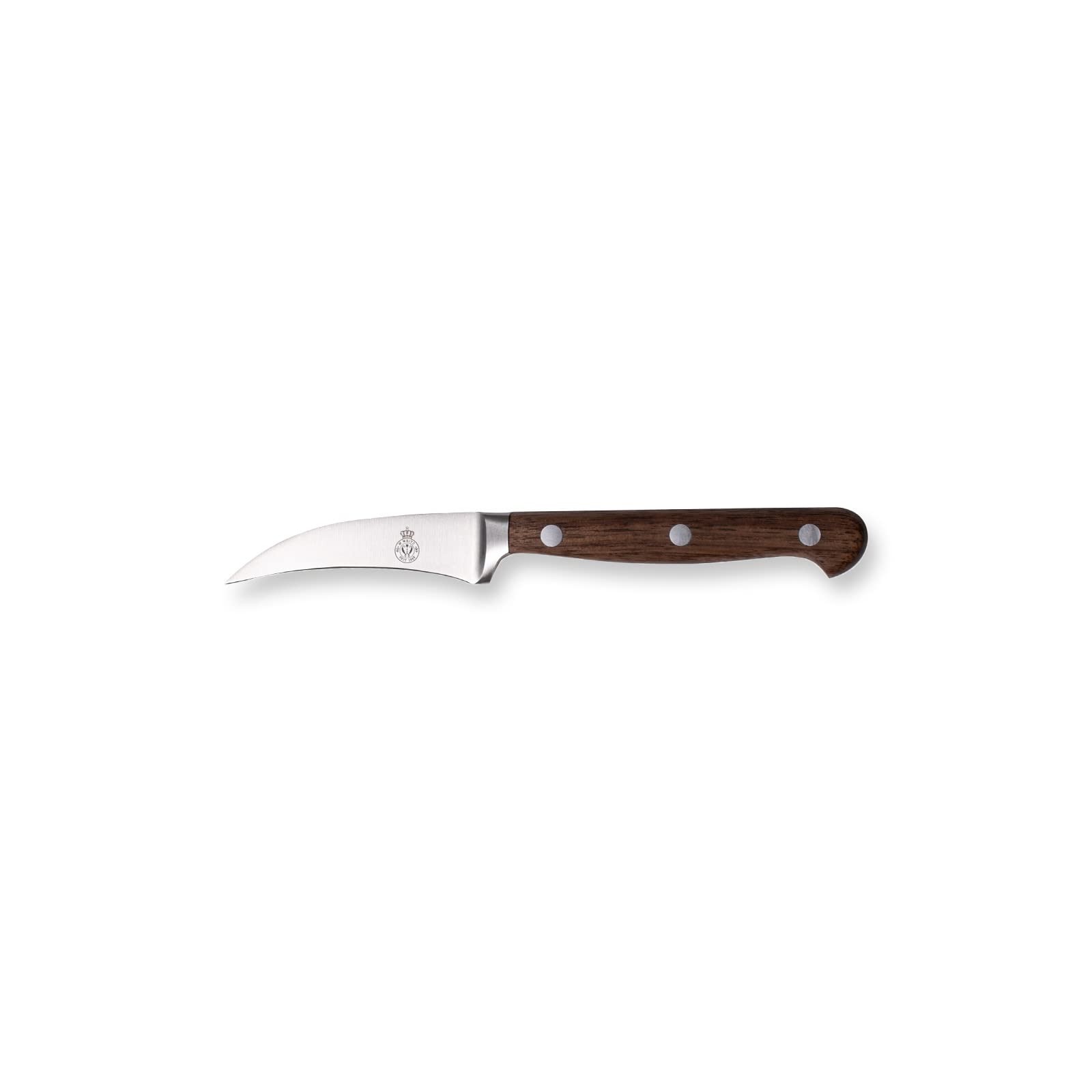 WEITZ Classic Nussbaum Schälmesser 7cm | Gemüsemesser gebogen, rostfreier Edelstahl, Walnuss-Griff, Solingen, Made in Germany