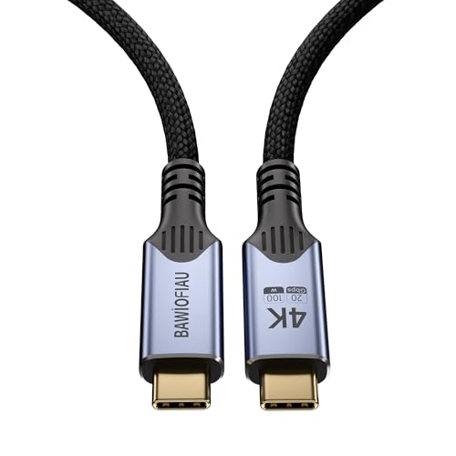BAWIOFIAU USB C Kabel auf USB C 1M, USB 3.2 Gen2 Typ C ladekabel, 20 Gbps Datenübertragung, 100W 20V/5A Schnellladekabel,4K @ 60Hz Videoübertragung Kompatibel für thunderbolt 4/3