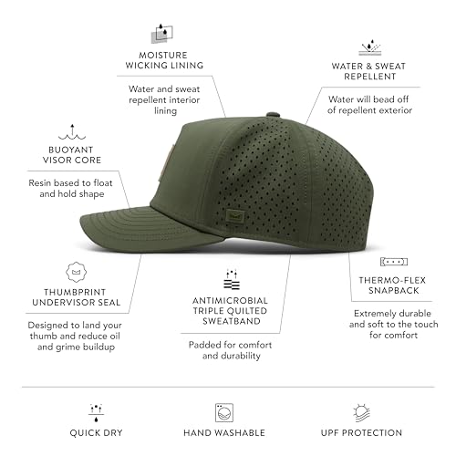 Image of melin Odysea Stacked Hydro, Snapback Hats, Water-Resistant Baseball Caps for Men & Women, Golf, Running, or Workout Hat