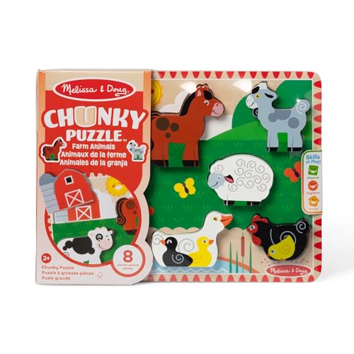 Image of Melissa & Doug Farm Wooden Chunky Puzzle (8 pcs) - FSC Certified (Pack of 12)