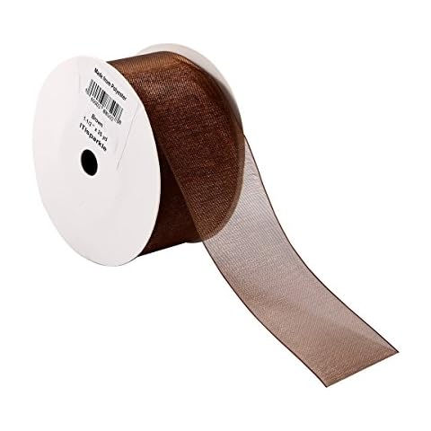 ITIsparkle 11/2" Inch Organza Ribbon 25 Yards-Roll, Brown Cover