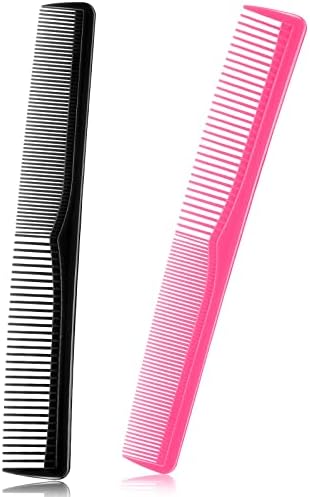 2 Pieces Long Dressing Comb Fine Tooth Hair Comb Plastic Cutting Comb Hairdressing Comb with Standard and Fine Tooth for Men Women Thick Thin Hair Home Salon Hair Styling Grooming, Pink, Black