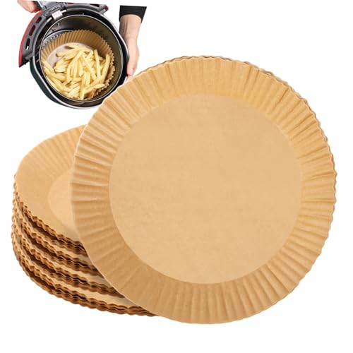 DECOMELODY 100個 エアフライヤー用耐熱ベーキングトレイペーパー 滑り止め食品保護パッド キッチン調理用 ノンスティック耐油紙 蒸し器 オーブ