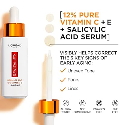 L'Oreal Paris Revitalift 12% Pure Vitamin C Serum, Vitamin E, Salicylic Acid, Brightening 1 oz + Moisturizer Sample - Image 4