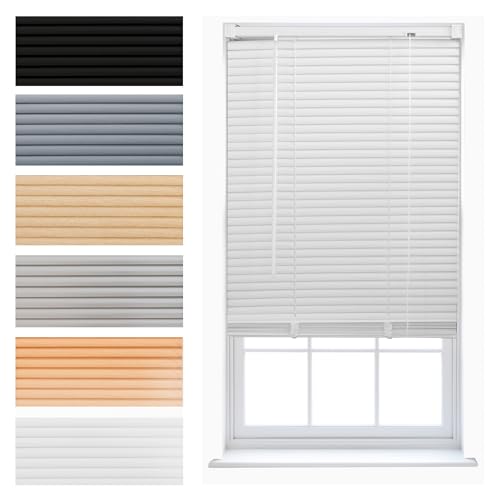 FURNISHED Venetian Blinds Window Venetian Blind Easy Fit PVC Shutters Trimmable Shades for Home...