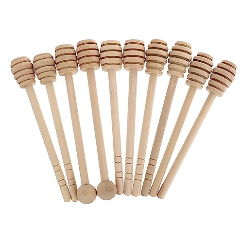 HAKIDZEL 10Pcs Honey Whisking Rods for Stirring Honey Jam Syrups Natural Color Honey Wands for Dispensing and Drizzling Honey