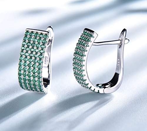 Boucles d'oreilles argent pavé émeraude au design chic