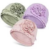 JarseHera 3PCS Cotton Chemo Headwear for Women Soft Cancer Caps Beanie for Hair Loss