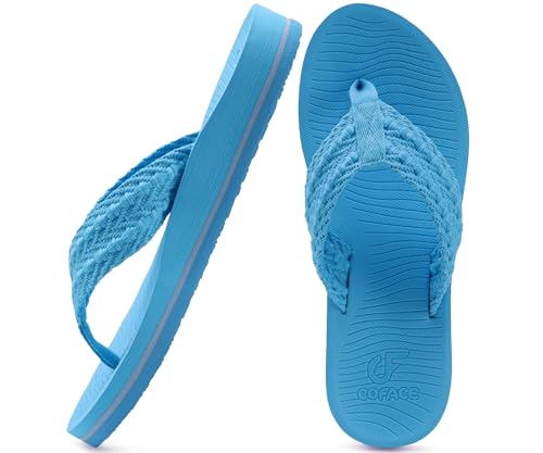 COFACE Womens Orthopedic Flip Flops Comfortable Orthotic Sandals Cushion Recovery Plantar Fasciitis Walking Slip On Ladies Flip Flops for Woman Size 5-11