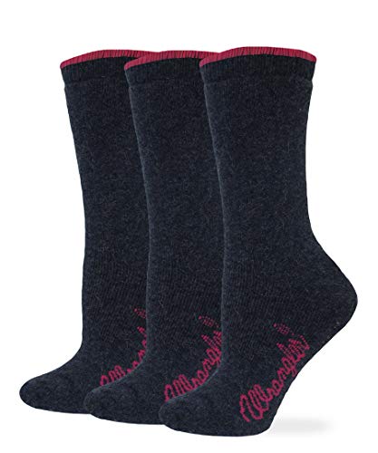 Wrangler Women's Ladies Cushion Angora Crew Socks 3 Pair Pack, Denim, Medium
