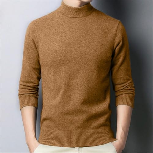 Men Mock Neck Sweater Solid Color Long Sleeves Casual Knit Pullovers Jumpers Tops4