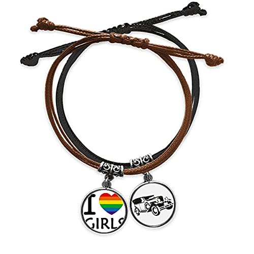 Bracelet transgenre bisexuel cœur illustration cordon en cuir