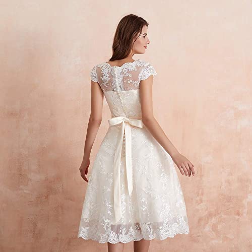 Abaowedding Women's Cocktail Dress Floral Lace Knee Length Short Formal Wedding Bridal Gown3