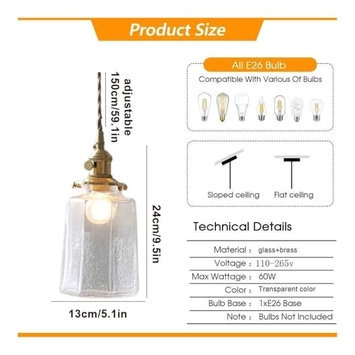 Lustre bouteille de verre réglable en métal pour haut plafond - 5