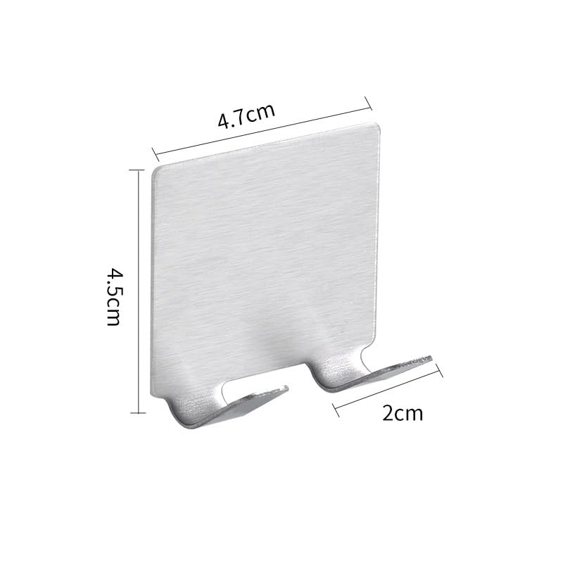 PIYYQNY Hat Hook 8 Pieces Stainless Steel Self Adhesive Hook Bath Towel Hook for Keys Towels Razors Coffee Cups Hats (Double Hook Silver) Product Image 2