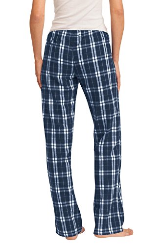 District Ladies Juniors Flannel Plaid Pant, Navy S2