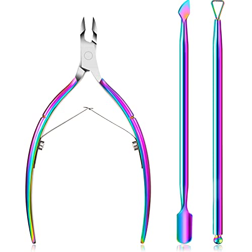 Professional Cuticle Remover Cuticle Nipper with Cuticle Pusher Cutter Stainless Steel Cuticle Trimmer Clipper Nail Gel Remover Manicure Tools for Fingernails and Toenails