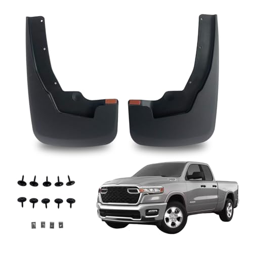 RMOURTEKK Mud Flaps Compatible with Dodge Ram 2026 2025 2024 2019-2023 Ram 1500 (New Body Style) with OEM Fender Flares Custom Front Mud Guard Set (2pcs-Set)Except TRX Edition
