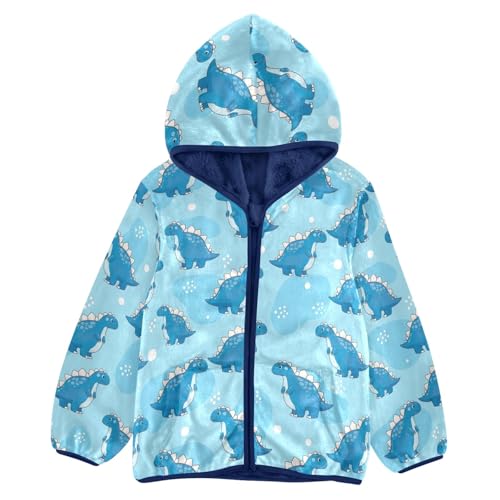CHIFIGNO Cute Blue Dinosaurs Kids Soft Warm Fleece Outerwear Jackets with Polar Fleece Lining 3T