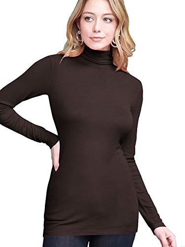 Image of Lock and Love Women's Turtleneck Top Lightweight Long Sleeve Slim Fit Pullover, Soft Rayon Stretch Layering Basic, S-3XL