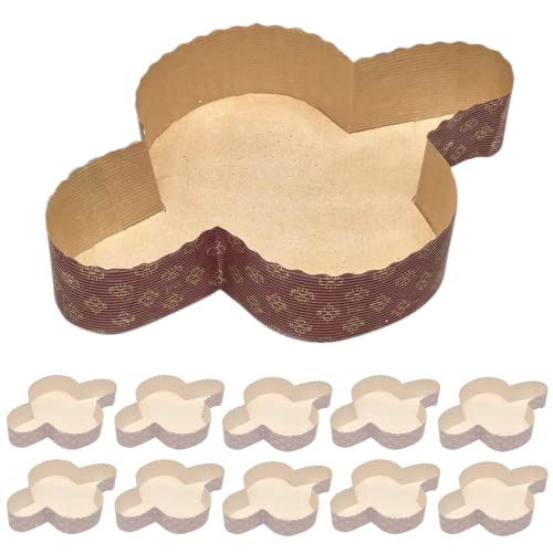FAH - Set di Moldes para Colomba de Pascua (10 unidades - 750 gr) - Papel de celulosa pura de microonda Ideal para uso en horno, desechable de alta densidad, resistente al calor 200 °C