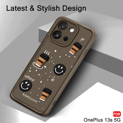 Image of TheGiftKart Back Cover Case for OnePlus 13s 5G | Cute Fun Cartoon 3D Smiley Coffee Case | Full Camera Protection | Shockproof Back Cover Case for OnePlus 13s 5G (Silicone, Brown)