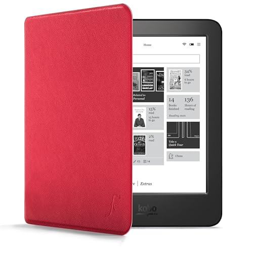 Forefront Cases Funda para Kobo Aura H2O Edition 1 (1.ª Generación, Modelo: N250-2014) - Delgado, Ligera y Protectora Funda - Smart Auto Sueño Estela Función (Carcasa) - Rojo