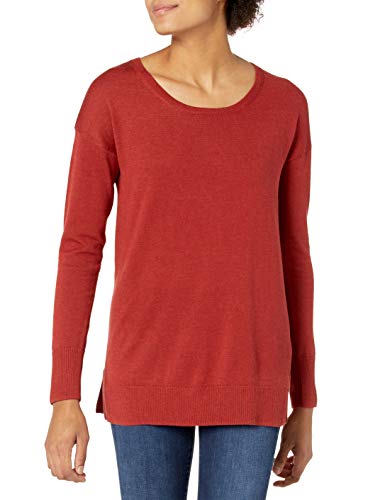 Amazon Essentials Women's Lightweight Long-Sleeve Scoopneck Tunic Sweater, Rust Heather, Medium