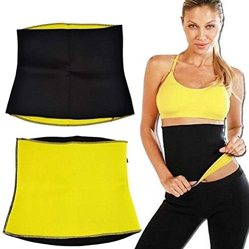 Men's and Women's Neoprene Neotex Fabric Non-Tearable Sweat Slim Belt Body Shaper (Black and Yellow, 2.5 mm)