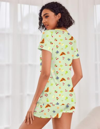 Image of Ekouaer Womens Pajama Sets Short Sleeve Pajamas for Women Sets Soft Lounge Sets Casual V Neck Sleepwear PJS