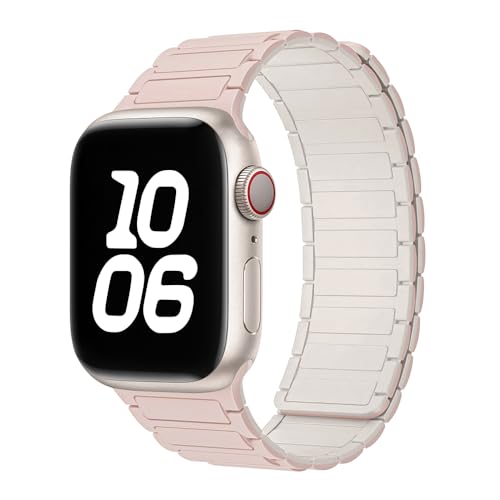Magnetic Watchband Compatible with Apple Watch for Men 44mm 45mm 46mm 49mm 42mm 41mm 40mm 38mm Women, Silicone Sport Strong Magnet Strap for iWatch Series 11 Ultra 3 Ultra 2 Se 10 9 8 7 6 5 4 1