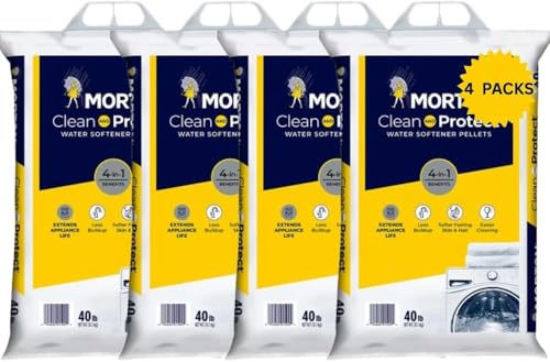 (4 Pack) Clean and Protect Water Softener Salt Pellets (40 lbs per bag 160 lbs Total) - Reduces Scale Softens Hard Water Extends Appliance Life Compatible with Water Systems Sodium Chloride