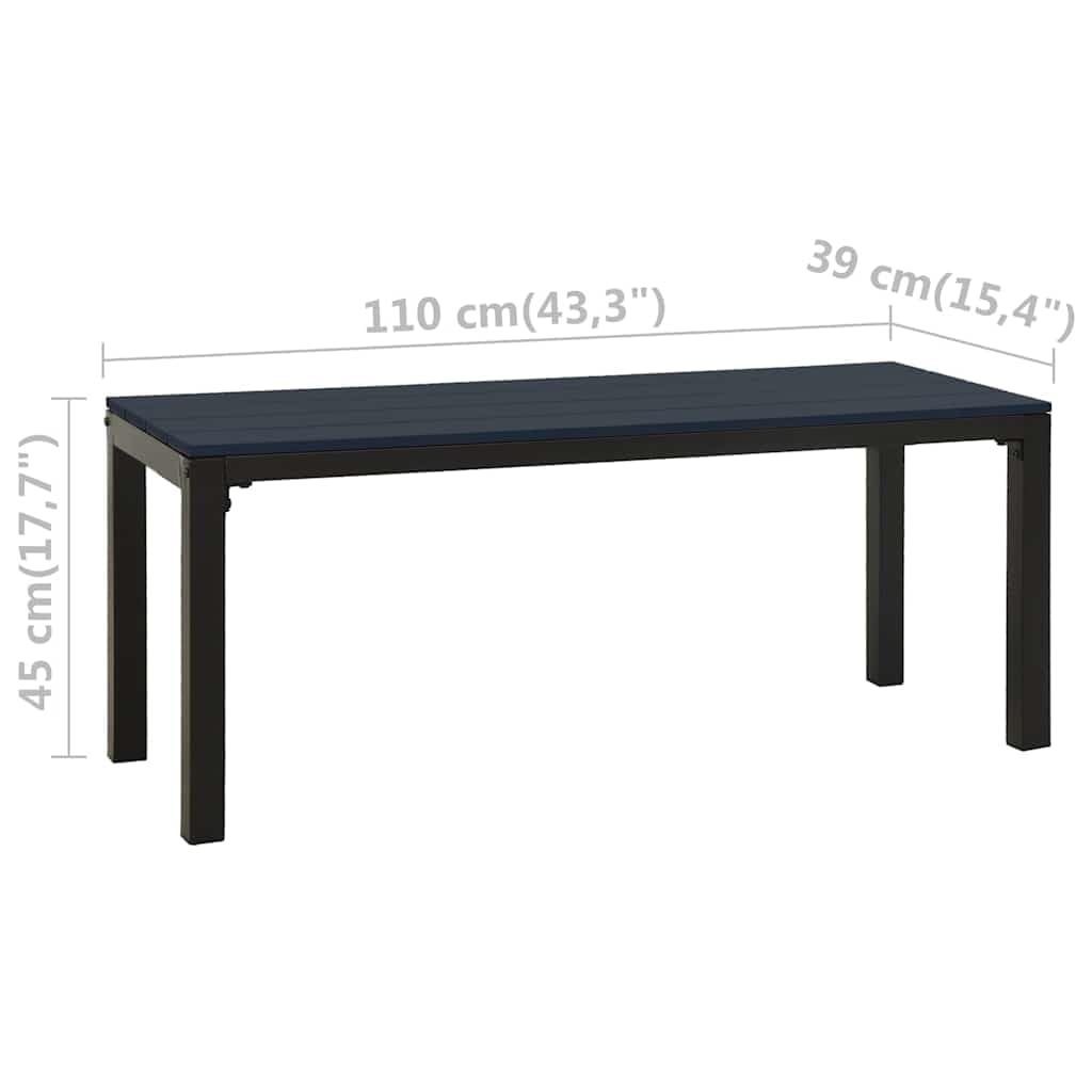 Ławka ogrodowa 110 cm ze stali i WPC, wytrzymała ławka do siedzenia na taras i do ogrodu, trwały materiał kompozytowy z drewna i tworzywa sztucznego, maksymalne obciążenie 110 kg na jedno