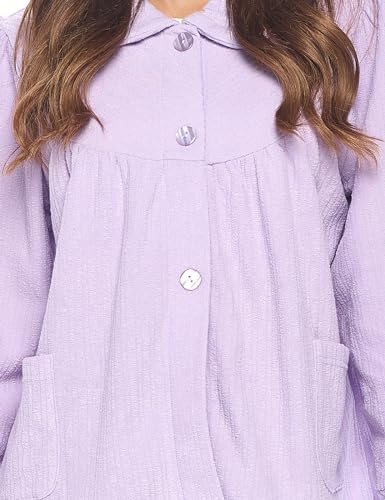 Casual Nights Women's Chenille Bed Jacket, Button Front Long Sleeve Sleep Top with Pockets4