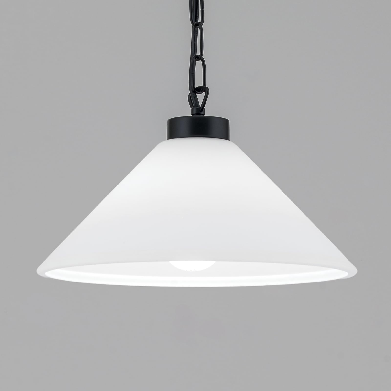 ORION LIGHTSTYLE Abat-jour en verre de rechange (Ø 300 mm), ouverture pour culot E27, hauteur 125 mm, verre de lampe, abat-jour en verre, cône en verre, mat, blanc