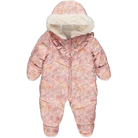 Pink Floral Padded Baby Girls Snowsuit Cover