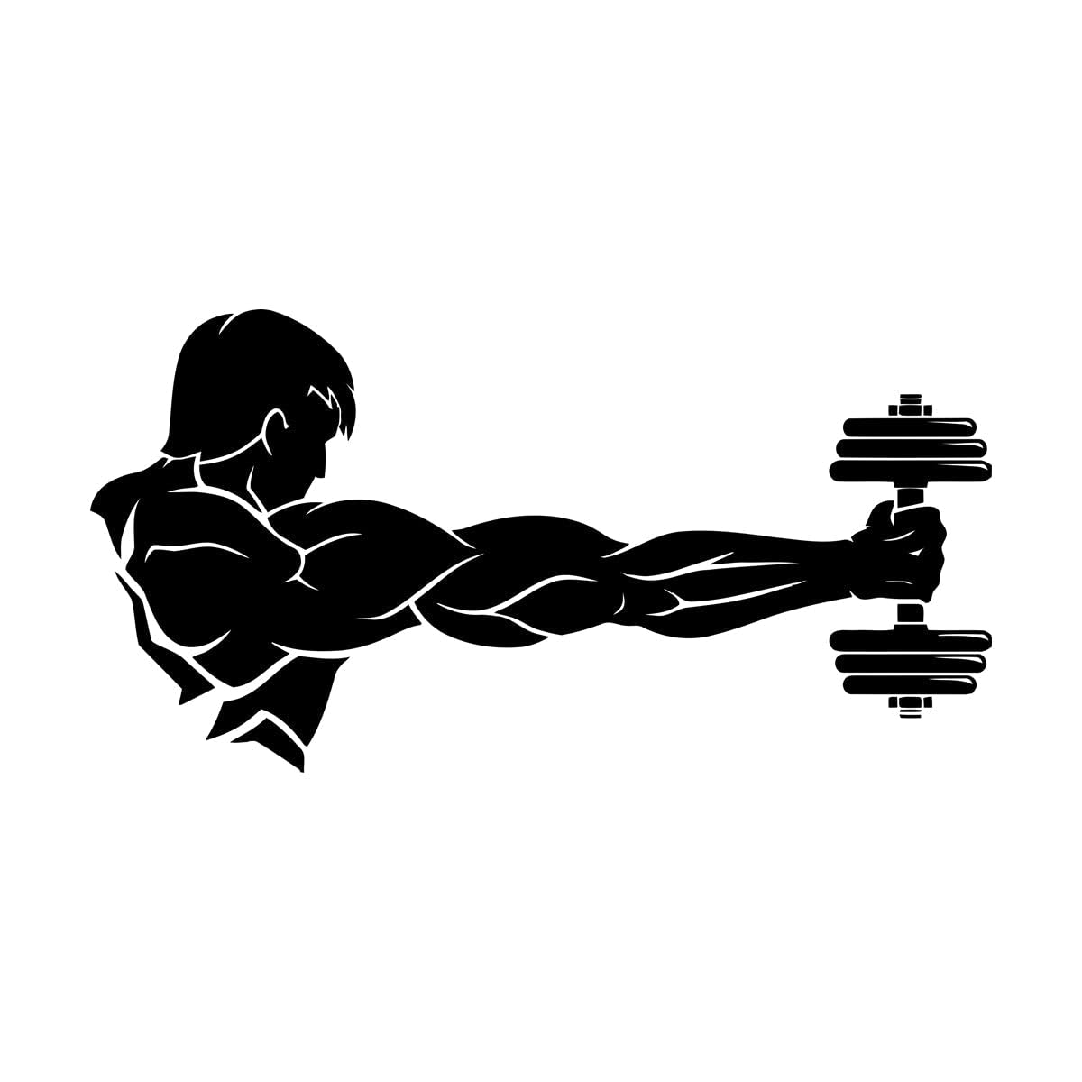 Lzhouting Men's Wall Stickers 1393 Muscular Arms Dumbbells Wall Sticker Workout Fitness Bodybuilding Healthy Athletic Wall Decal Vinyl Small - 28X56cm