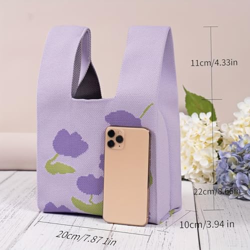 Image of Kawn Crochet Wrist Handbag for Women Wristlet Sleeve Knot Pouch Portable knitted breathable lightweight foldable Casual Small Purse Cute Tote Bag For Shopping, Dating, Travel