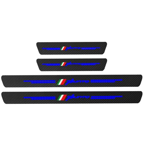 KLHYWEN Tira de Protectores de Placa de Umbral de Puerta AntiarañAzos Coche para Fi-at, 4 Piezas Pegatinas El Umbral del Automóvil de Fibra Carbono,Punto Blue