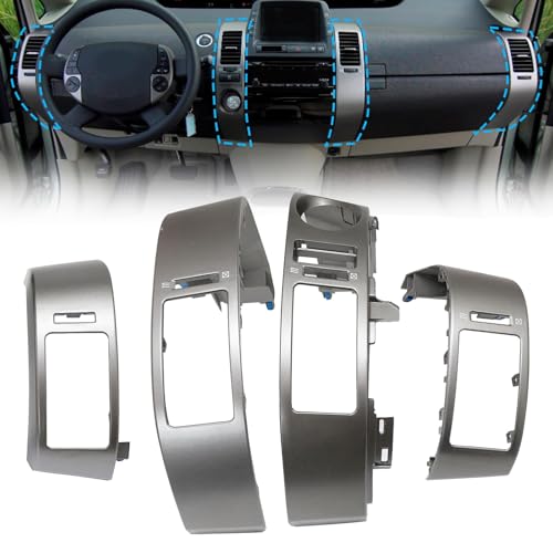 Image of 4Pcs A /C Dash Air Vent Panel Trim Fit for Toyota Prius 2004-2009 1.5L - Center Console Air Outlet Cover Left & Right, Direct Replacement 55670-47060 55475-47020, Gray Plastic Interior HVAC Vent Grille