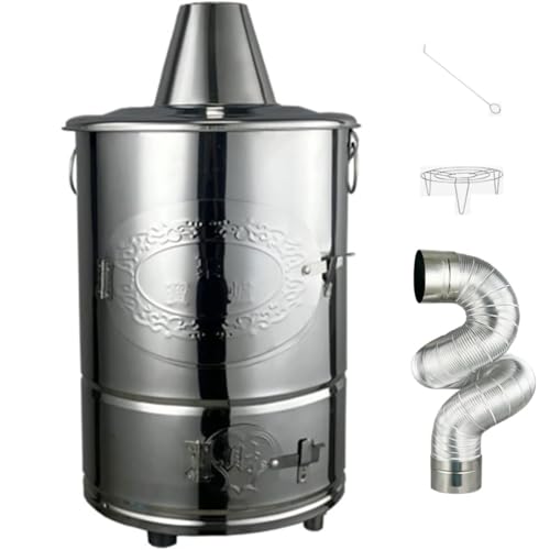 ZXDTVFGN Barril de combustión, Jaula incineradora de Acero Inoxidable con Chimenea, contenedor incinerador de jardín con Gancho para Fuego, Quemador de leña para Quemar Hojas, para Papel, h
