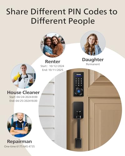 Image of Philips Wi-Fi Smart Lock with Handle, Keyless Entry Keypad Door Lock with Handle, Front Door Deadbolt Set with WiFi Gateway, App Control, Fingerprint Unlock, PIN Code Unlock, Auto Locking