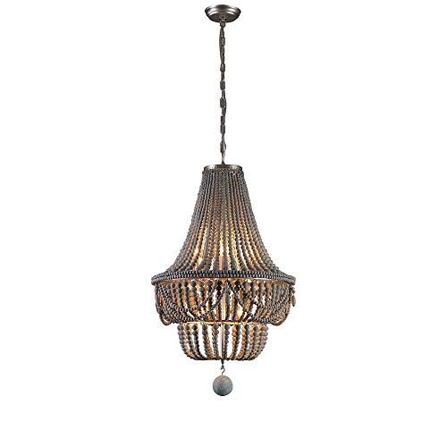 Lovedima Retro Classic Wood Beaded Basket 8-Light Chandelier In Gray&Blue/White (Gray/Blue) #TOP3